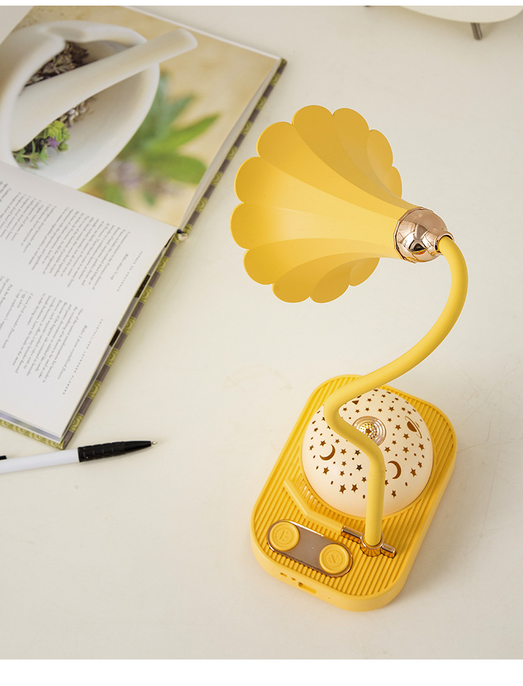 New Product Creative Retro Music Box Projection Table Lamp USB Charging Electrodeless Dimming Eye Protection Table Lamp Home Ambience Light