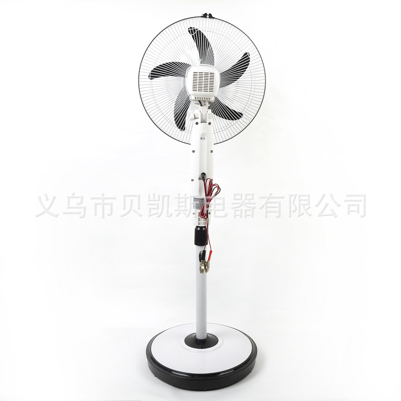 New 12V Solar Rechargeable Floor Fan with Battery Five-Leaf with Light DC-113 Standing Electric Fan Household Outdoor Fan