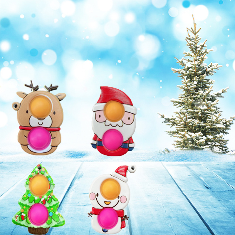 Cross-Border Amazon Hot Sale Vent Decompression Christmas Style Keychain Toy Finger Press Bubble Killing Mouse Pioneer Tuanzi
