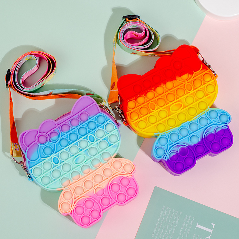 Cross-Border New Arrival Mouse Killer Pioneer Hello Kitty Bag Finger Silicone Press Bubble Music Children Decompression Toy Spot
