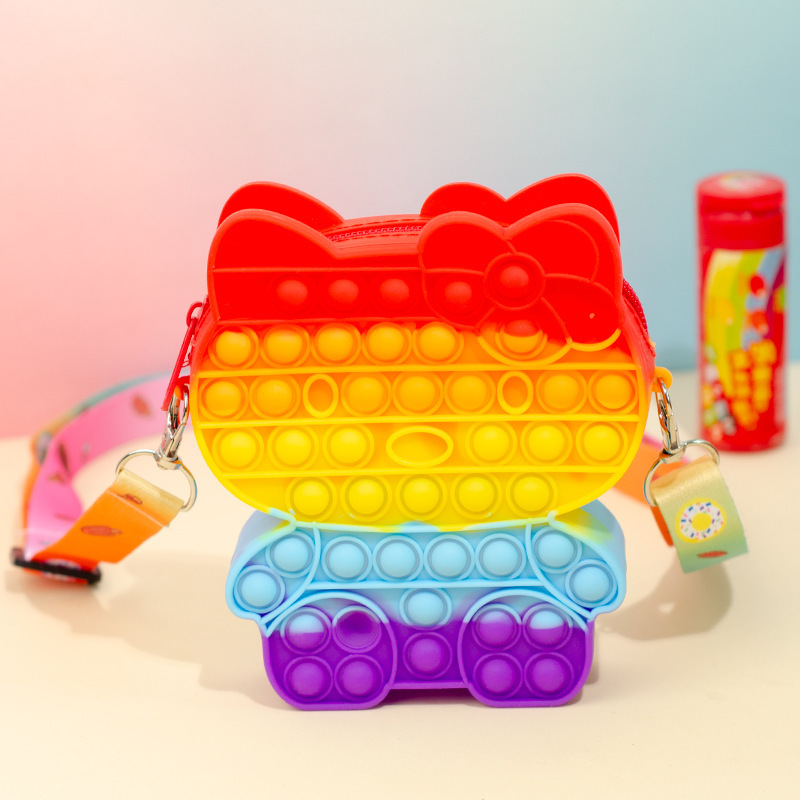 Cross-Border New Arrival Mouse Killer Pioneer Hello Kitty Bag Finger Silicone Press Bubble Music Children Decompression Toy Spot