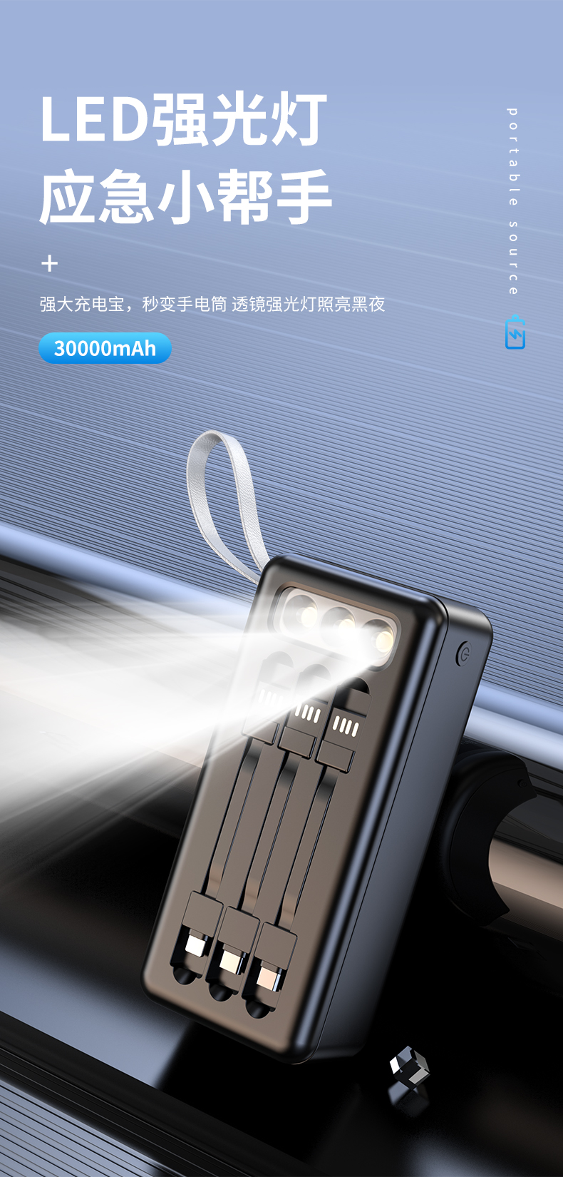 With Cable Power Bank 30000 MA Large Capacity Wireless Charger Digital Display Mobile Power Supply Factory Customized Logo With Cable Power Bank 30000 MA Large Capacity Wireless Charger Digital Display Mobile Power Supply Factory Customized Logo