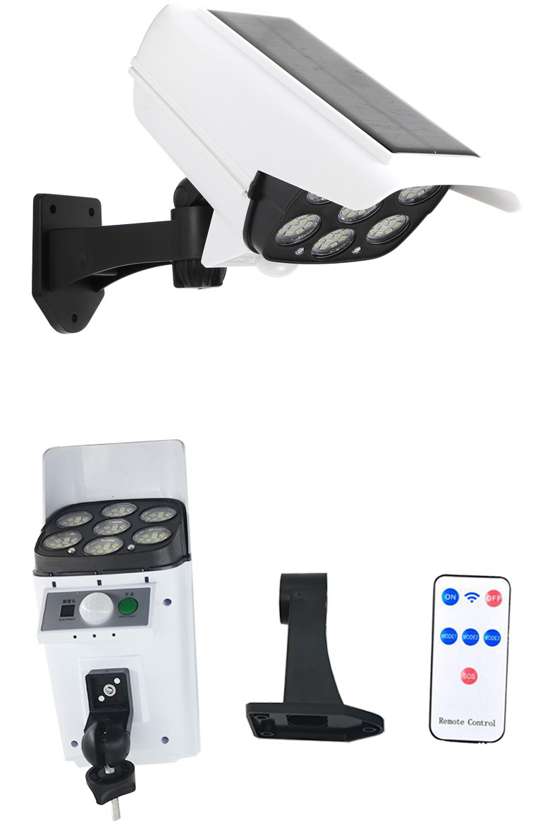 New LED Solar Garden Light Simulation Monitor Lamp Fake Camera Anti-Thief Lamp Remote Control Induction Wall Lamp Outdoor