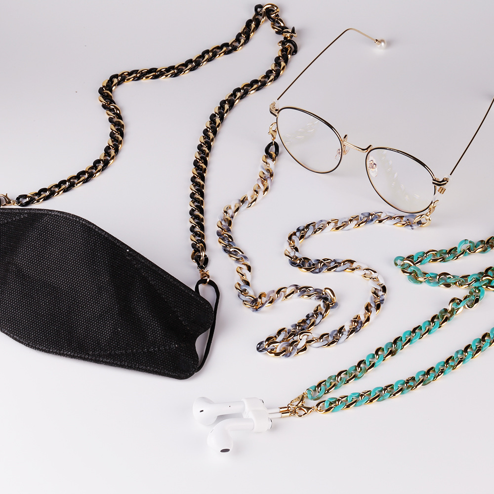 Europe and America Cross Border New Handmade Stitching Acrylic Earphone Mask Chain Fashion Necklace Multi-Purpose Accessories Eyeglasses Chain Europe and America Cross Border New Handmade Stitching Acrylic Earphone Mask Chain Fashion Necklace Multi-Purpose Accessories Eyeglasses Chain