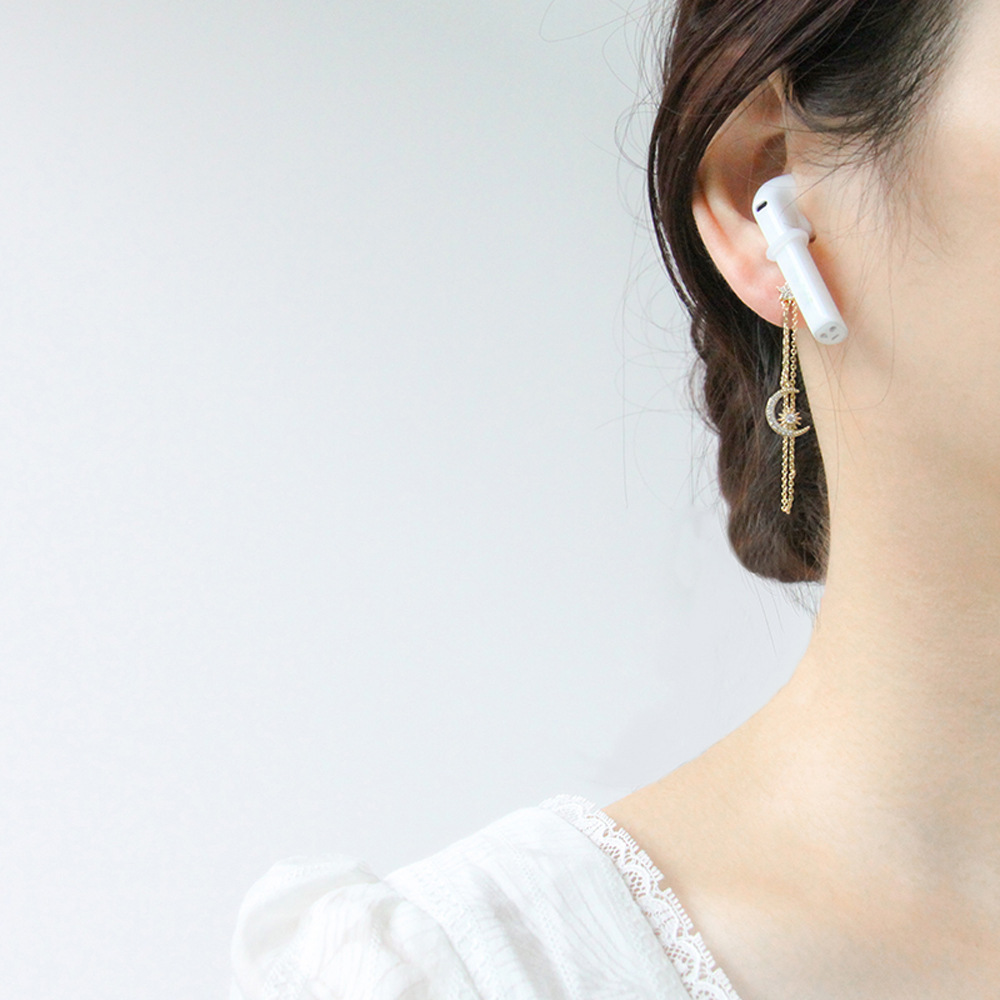 KJ Copper Inlaid Zirconium Earphone Anti-Lost Chain Ear Clip Female Cross-Border High-End and Fashionable Earrings Six-Pointed Star Earphone Anti-Lost Earrings KJ Copper Inlaid Zirconium Earphone Anti-Lost Chain Ear Clip Female Cross-Border High-End and Fashionable Earrings Six-Pointed Star Earphone Anti-Lost Earrings
