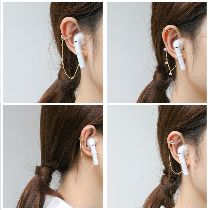 KJ Copper Inlaid Zirconium Earphone Anti-Lost Chain Ear Clip Female Cross-Border High-End and Fashionable Earrings Six-Pointed Star Earphone Anti-Lost Earrings KJ Copper Inlaid Zirconium Earphone Anti-Lost Chain Ear Clip Female Cross-Border High-End and Fashionable Earrings Six-Pointed Star Earphone Anti-Lost Earrings