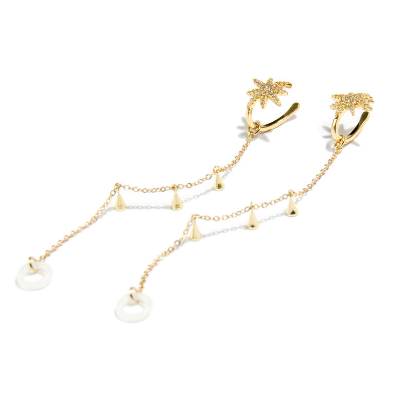 KJ Copper Inlaid Zirconium Earphone Anti-Lost Chain Ear Clip Female Cross-Border High-End and Fashionable Earrings Six-Pointed Star Earphone Anti-Lost Earrings