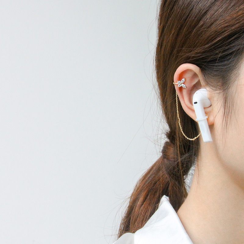KJ Copper Inlaid Zirconium Earphone Anti-Lost Chain Ear Clip Female Cross-Border High-End and Fashionable Earrings Six-Pointed Star Earphone Anti-Lost Earrings KJ Copper Inlaid Zirconium Earphone Anti-Lost Chain Ear Clip Female Cross-Border High-End and Fashionable Earrings Six-Pointed Star Earphone Anti-Lost Earrings