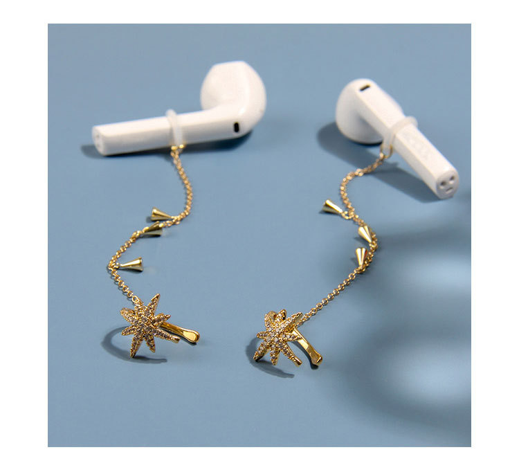 KJ Copper Inlaid Zirconium Earphone Anti-Lost Chain Ear Clip Female Cross-Border High-End and Fashionable Earrings Six-Pointed Star Earphone Anti-Lost Earrings KJ Copper Inlaid Zirconium Earphone Anti-Lost Chain Ear Clip Female Cross-Border High-End and Fashionable Earrings Six-Pointed Star Earphone Anti-Lost Earrings
