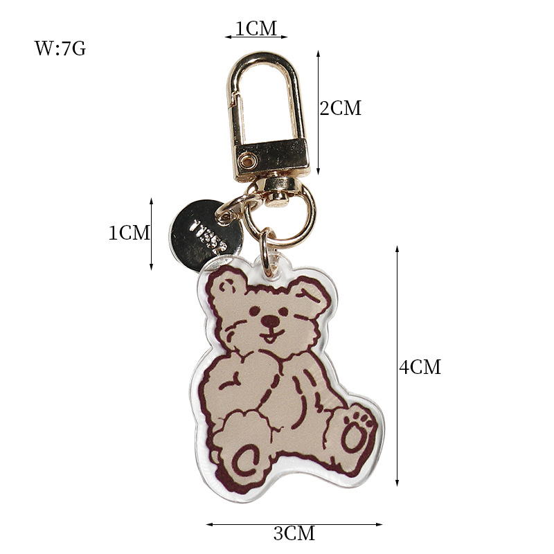 Acrylic Creative Bear Earphone Sleeves Accessories Couple Small Gift Metal Buckle Pendant Women&#039;s Key Chain Accessories