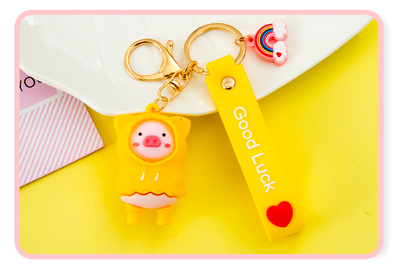 Girl 'S Creative Piggy Keychain Cute Raincoat Pig Pendant Earphone Protective Cover Bag Ornaments Soft Glue Small Gift Girl 'S Creative Piggy Keychain Cute Raincoat Pig Pendant Earphone Protective Cover Bag Ornaments Soft Glue Small Gift