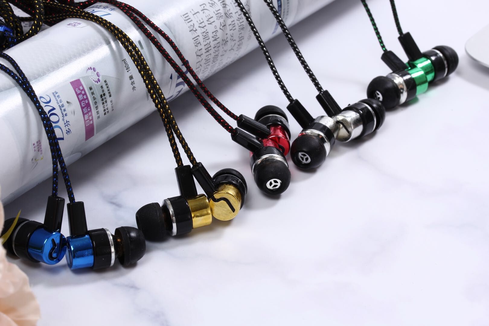 New Braided Wiring Headset in-Ear Dynamic Bass Boost with Mic M Audio Earphone Compatible with Universal Earphones for Mobile Phones