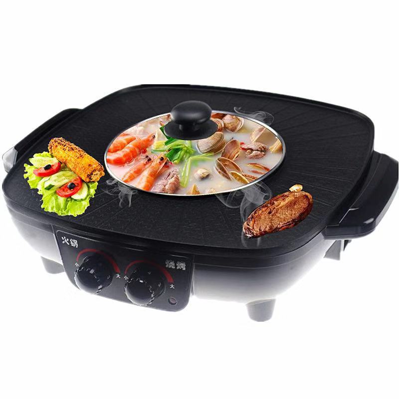New Korean-Style Multi-Functional Electric Food Warmer Barbecue Electric Chafing Dish Medical Stone Fried Roast All-in-One Pot Electric Baking Pan Riyueshen Pot