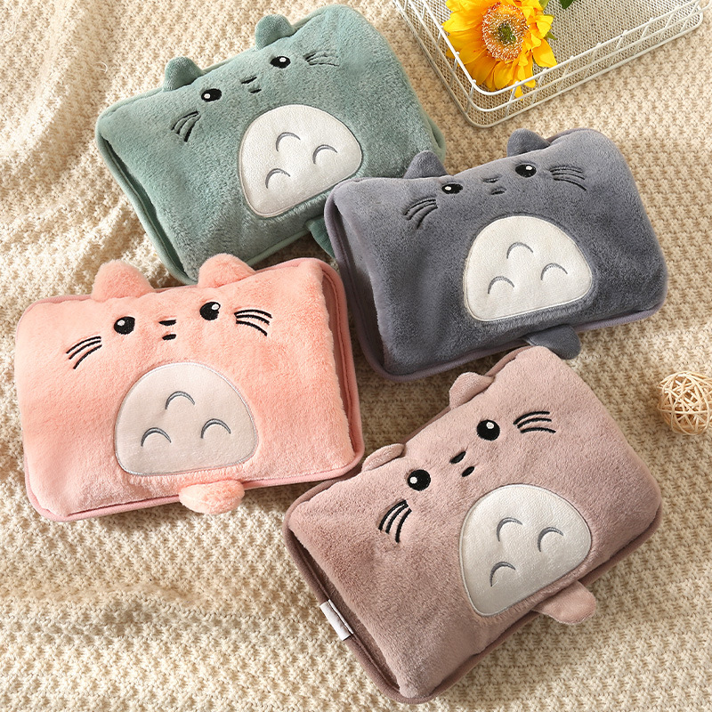 New Super Soft Imitation Rabbit Fur Charging Hot Water Bag Water Injection Hand Warmer Heating Pad Cute Cartoon Explosion-Proof Electric Warming