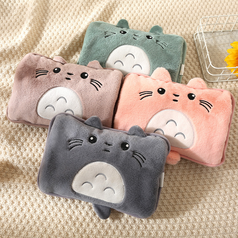 New Super Soft Imitation Rabbit Fur Charging Hot Water Bag Water Injection Hand Warmer Heating Pad Cute Cartoon Explosion-Proof Electric Warming