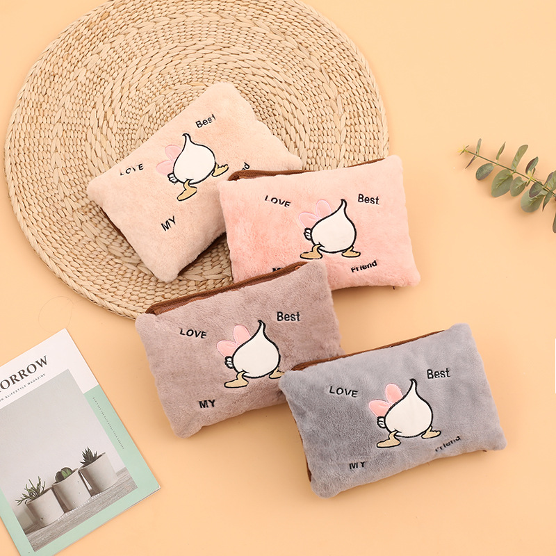 Hand Warmer Electric Hot Water Bag Heating Pad Rechargeable Waist Warmer Cute Explosion-Proof Plush Water Injection Female Hot-Water Bag