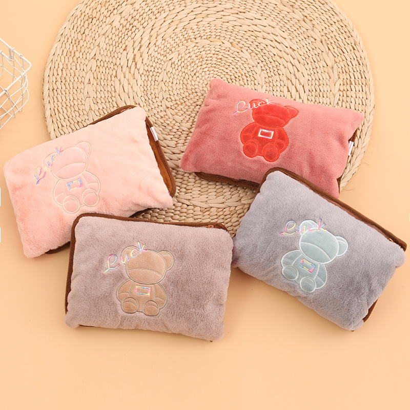 Hand Warmer Electric Hot Water Bag Heating Pad Rechargeable Waist Warmer Cute Explosion-Proof Plush Water Injection Female Hot-Water Bag
