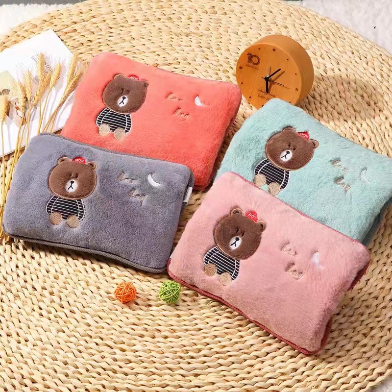 Hand Warmer Electric Hot Water Bag Heating Pad Rechargeable Waist Warmer Cute Explosion-Proof Plush Water Injection Female Hot-Water Bag