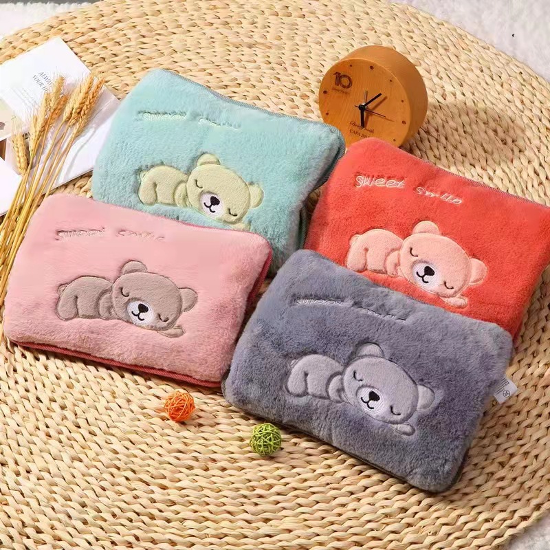 Hand Warmer Electric Hot Water Bag Heating Pad Rechargeable Waist Warmer Cute Explosion-Proof Plush Water Injection Female Hot-Water Bag