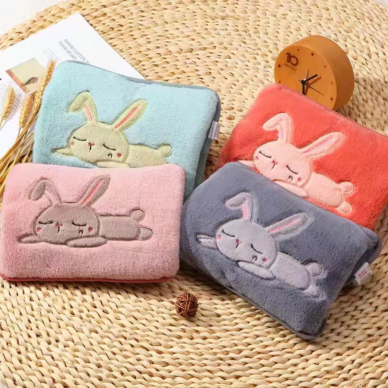 Hand Warmer Electric Hot Water Bag Heating Pad Rechargeable Waist Warmer Cute Explosion-Proof Plush Water Injection Female Hot-Water Bag