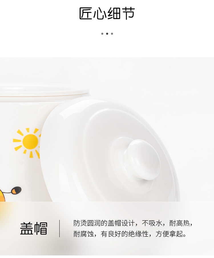 Ceramic Double Cover Slow Cooker Household Cute Giraffe Water-Proof Stew Pot Large, Medium And Small Cubilose Pot Steamed Egg Custard Binaural
