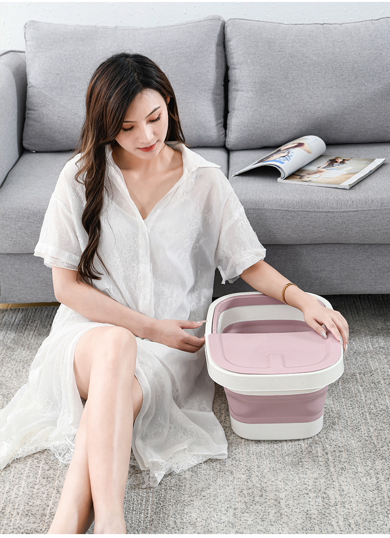 New Folding Foot Bath Barrel Plastic Foot Tub Thickened Foot Barrel Basin Massage Feet Bathing Tub Household Adult Feet-Washing Basin