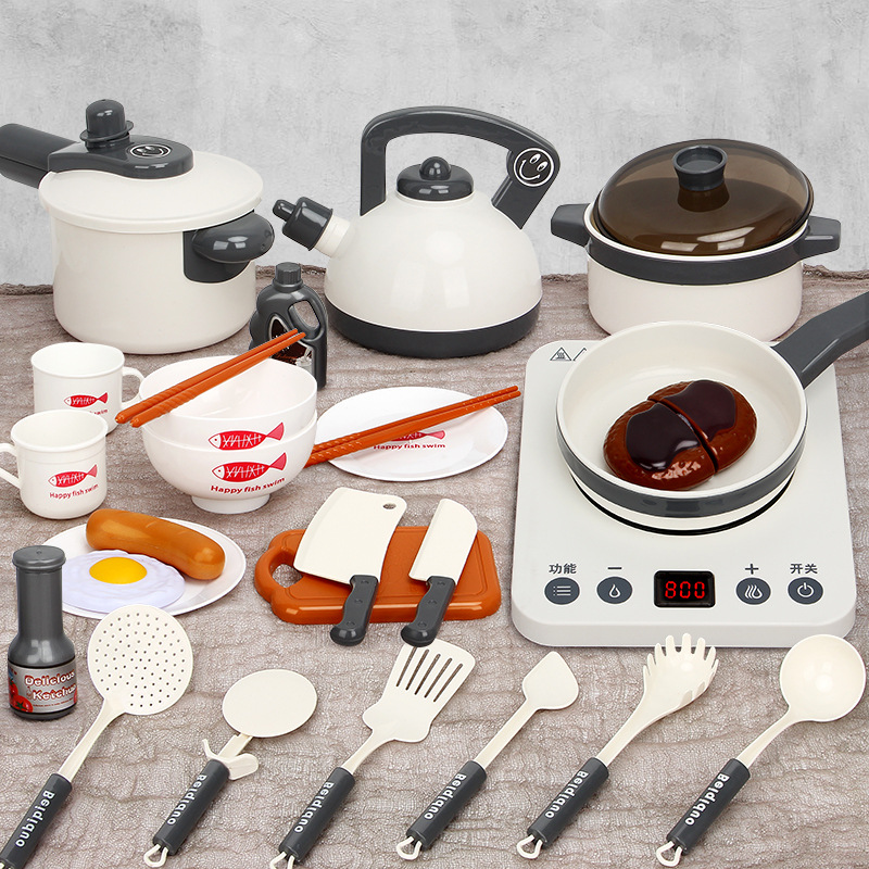 Large Kitchen Toys Girls&#039; Boys&#039; Induction Cooker Cooking and Cooking Set Simulation Kitchenware Play House Toys