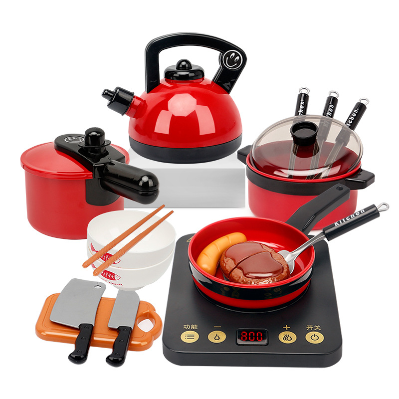 Large Kitchen Toys Girls&#039; Boys&#039; Induction Cooker Cooking and Cooking Set Simulation Kitchenware Play House Toys