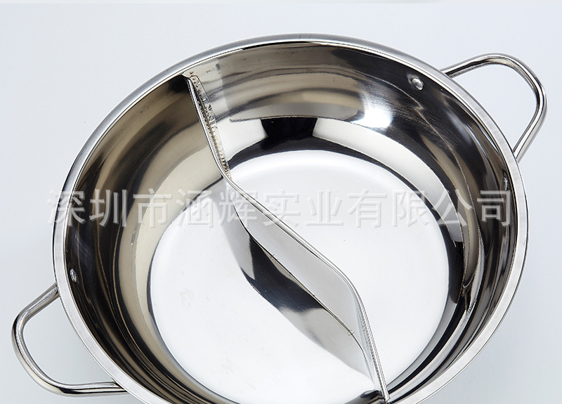 Factory Direct Sales Two-Flavor Hot Pot Two-Flavor Hot Pot 2-Grid Stainless Steel Thickened S Grid Hot Pot Induction Cooker Soup Pot