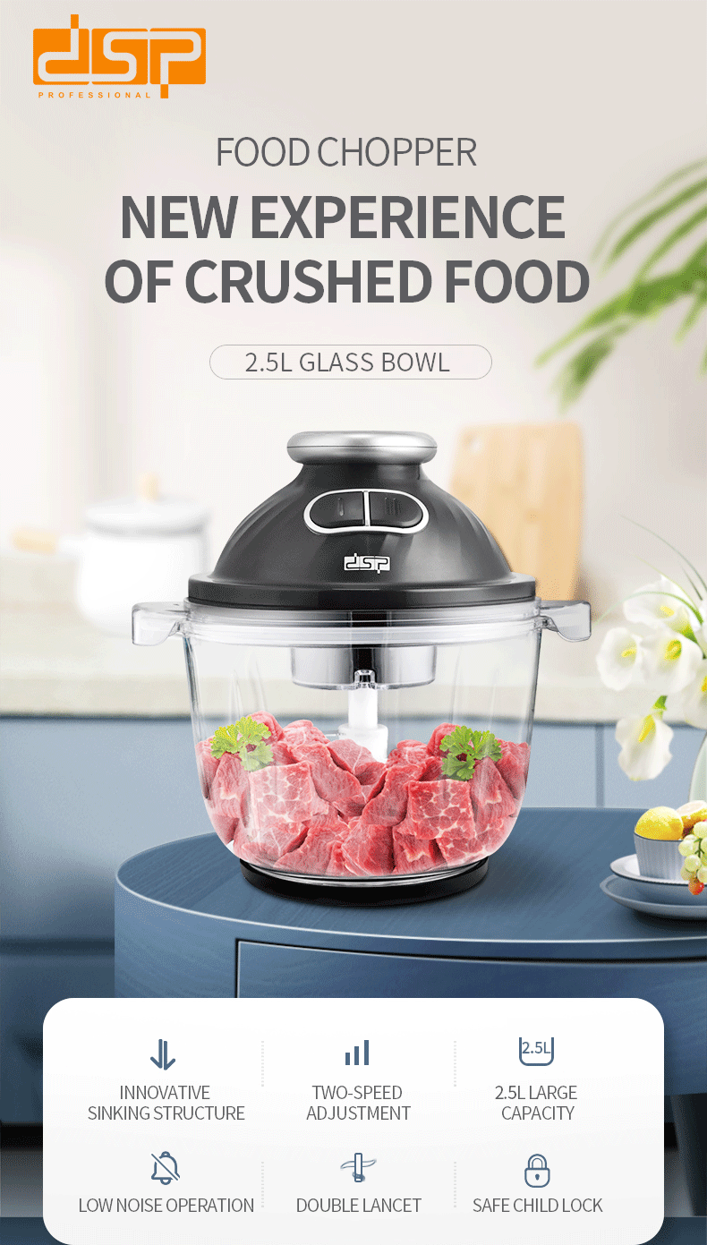 DSP DSP Meat Grinder Cross-Border Household Small Electric Stuffing Minced Vegetables Meat Mixer Automatic Cooking Machine