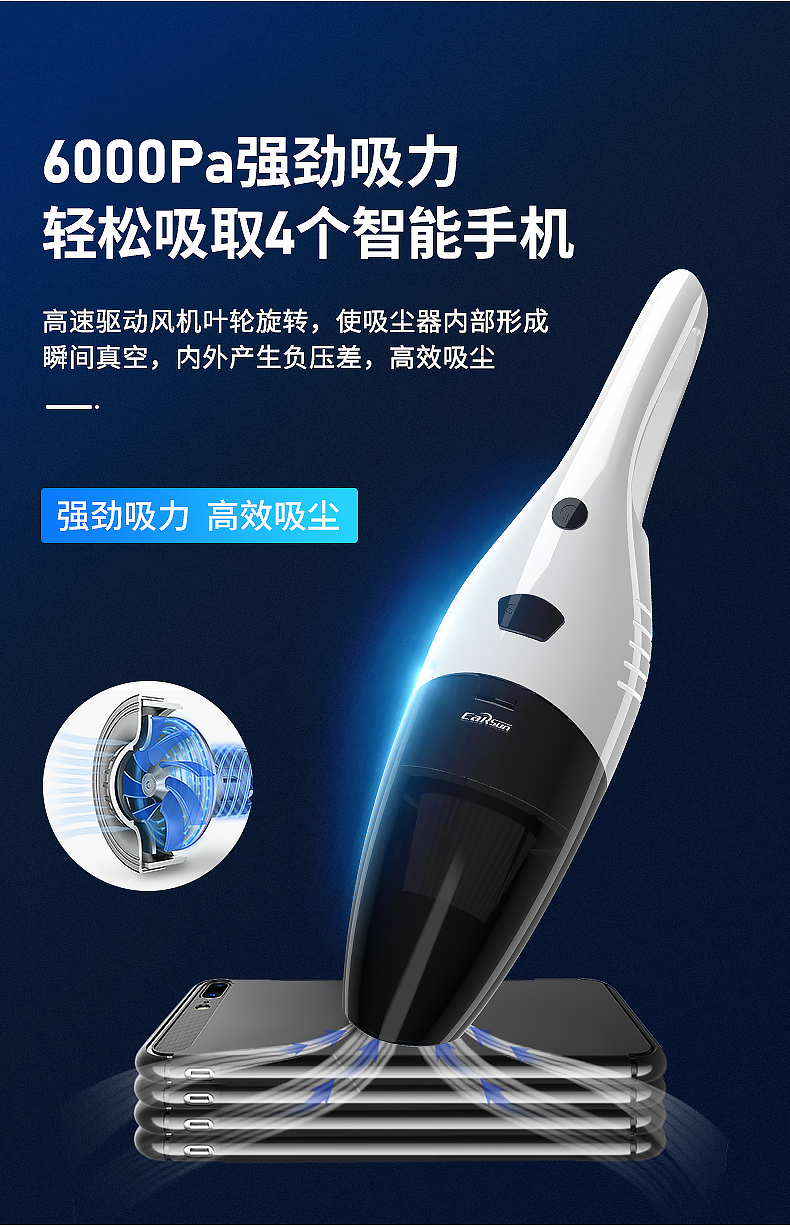 Car Supplies Wholesale for Home and Car Vacuum Cleaner High Power Car Cleaner Wireless Dust Collector Electronic Products
