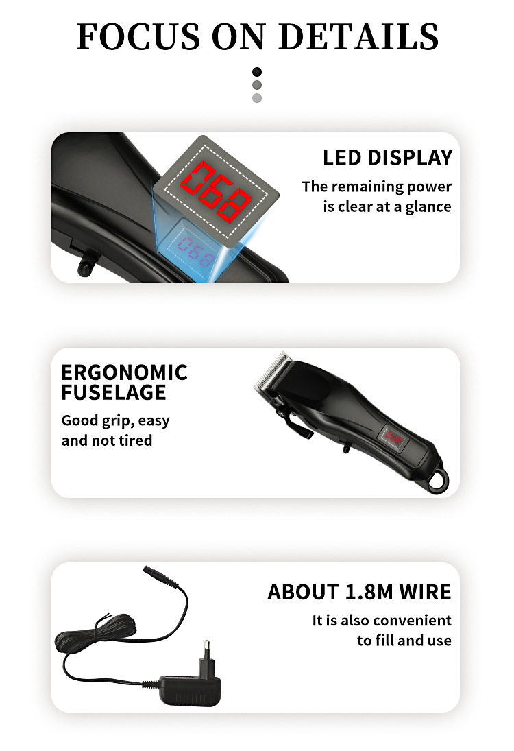DSP DSP Cross-Border New Household Electric Hair Clipper LED Intelligent Display Hair Salon Professional Electric Clipper without Stuck Hair