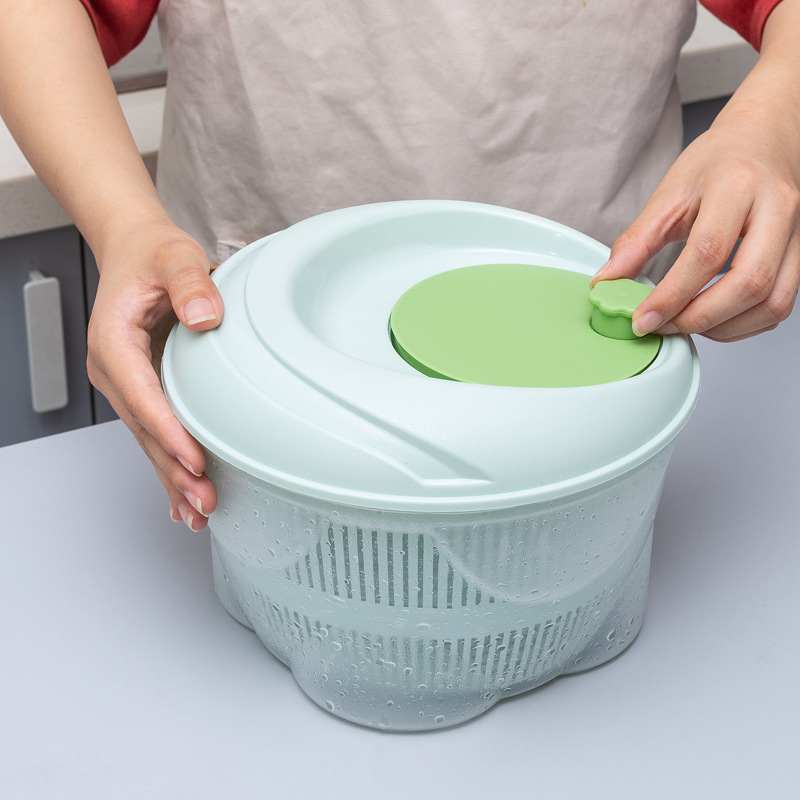Household Vegetables Dehydrater Fruit Drain Basket Laundry-Drier Hand-Cranked Kitchen Innovative Manual Salad Vegetable Washing and Throwing Basin