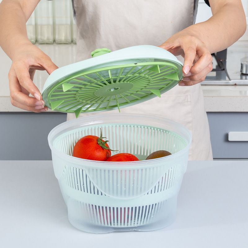 Household Vegetables Dehydrater Fruit Drain Basket Laundry-Drier Hand-Cranked Kitchen Innovative Manual Salad Vegetable Washing and Throwing Basin