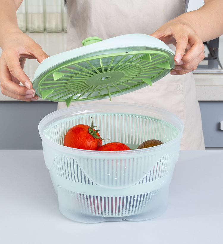 Household Vegetables Dehydrater Fruit Drain Basket Laundry-Drier Hand-Cranked Kitchen Innovative Manual Salad Vegetable Washing and Throwing Basin