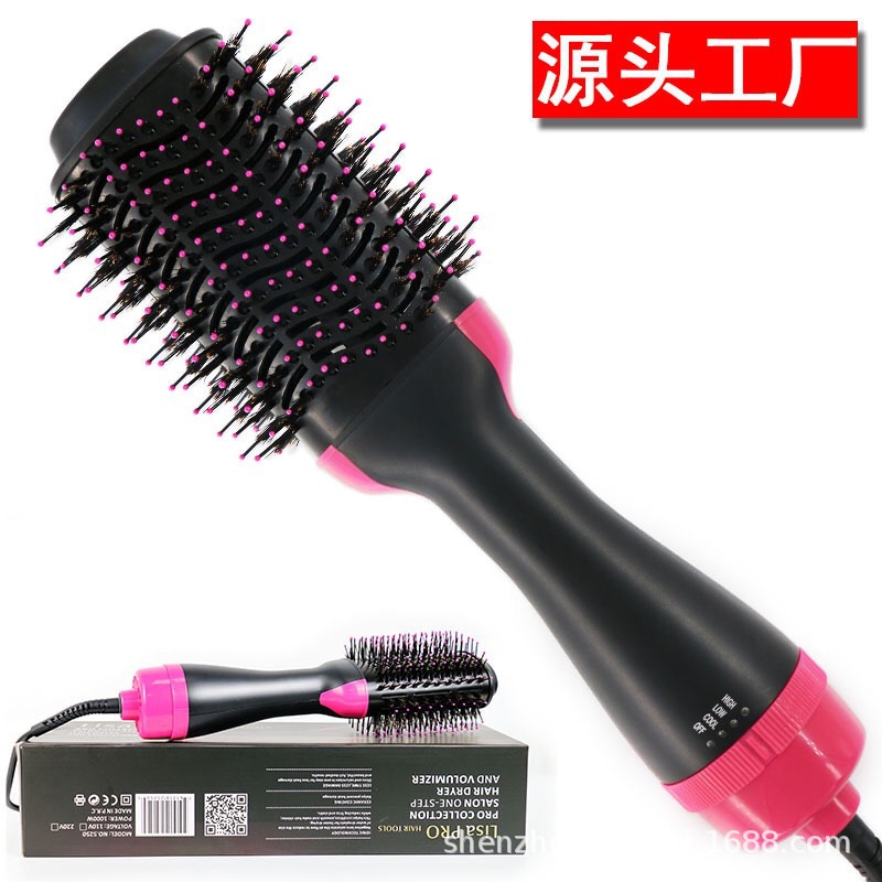 Amazon Hot Hot Air Comb 2-in-1 Multifunctional Anion Wind Comb Hair Curler Straight Hair Roll Hair Comb Electric Hair Drier Comb