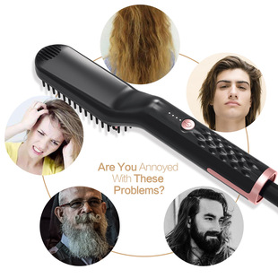 Amazon Hot Hot Air Comb 2-in-1 Multifunctional Anion Wind Comb Hair Curler Straight Hair Roll Hair Comb Electric Hair Drier Comb