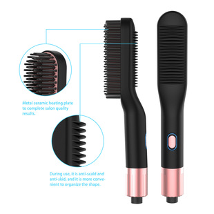 Amazon Hot Hot Air Comb 2-in-1 Multifunctional Anion Wind Comb Hair Curler Straight Hair Roll Hair Comb Electric Hair Drier Comb