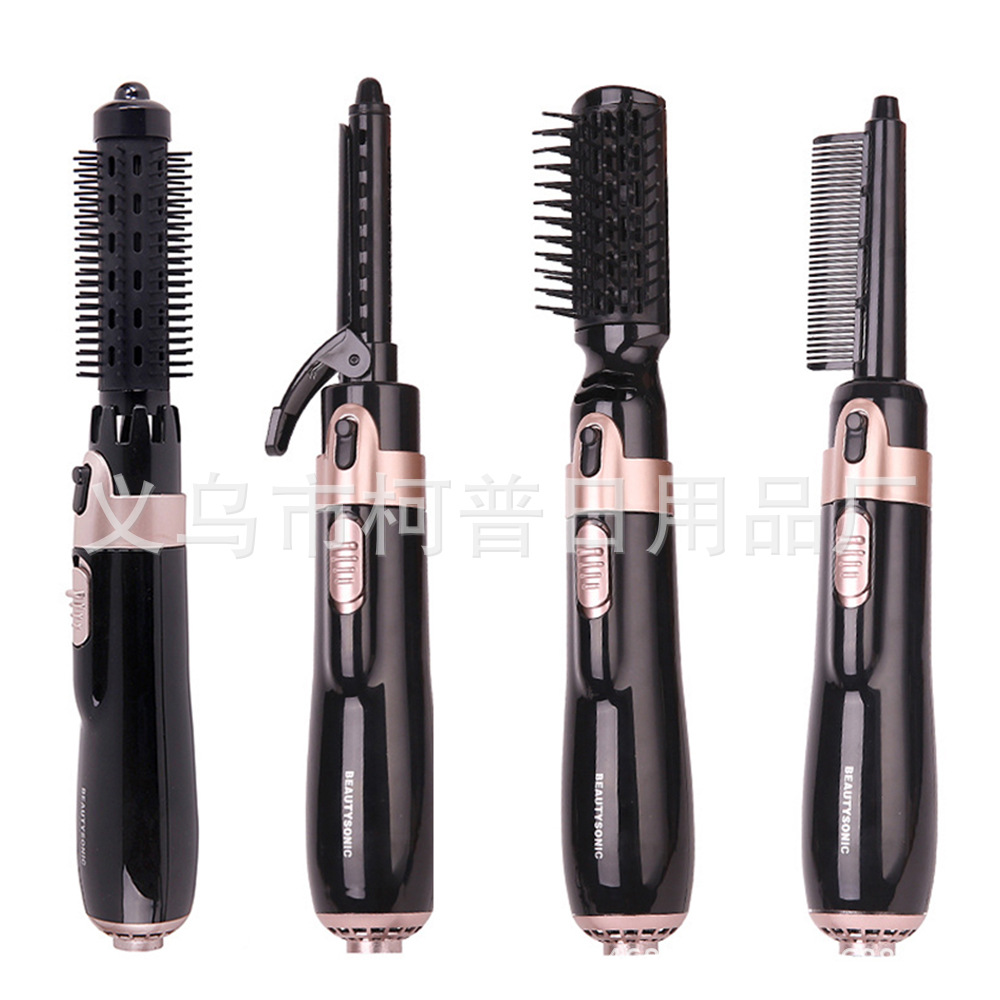 Four-in-One Hot Feng Shui Hair Curler Negative Ion Wet and Dry Use Electric Hair Drier Comb Styling Comb Hair Curler and Straightener Dual-Use
