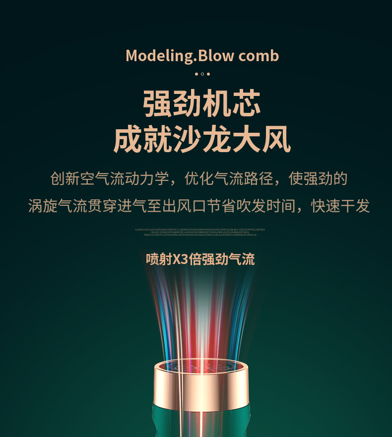 Hair Dryer Household Blowing and Combing Integrated Anion Hair Care Hair Curler and Straightener Dual-Use Multi-Functional Three-in-One Modeling Electric Hair Drier Comb