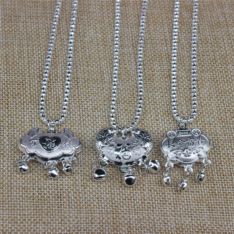 New Ethnic Style Imitation Silver Necklace Retro Longevity Lock-Shaped Pendant Long Life Hundred-Year-Old Necklace Imitation Silver Necklace for Women New Ethnic Style Imitation Silver Necklace Retro Longevity Lock-Shaped Pendant Long Life Hundred-Year-Old Necklace Imitation Silver Necklace for Women
