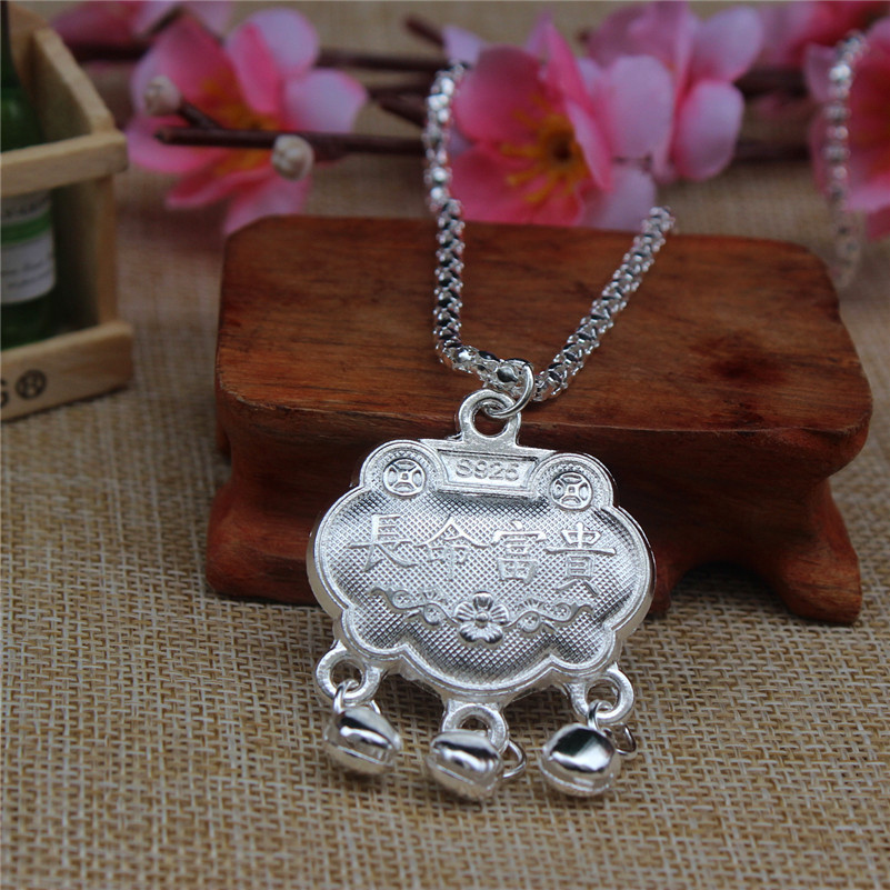 New Ethnic Style Imitation Silver Necklace Retro Longevity Lock-Shaped Pendant Long Life Hundred-Year-Old Necklace Imitation Silver Necklace for Women New Ethnic Style Imitation Silver Necklace Retro Longevity Lock-Shaped Pendant Long Life Hundred-Year-Old Necklace Imitation Silver Necklace for Women
