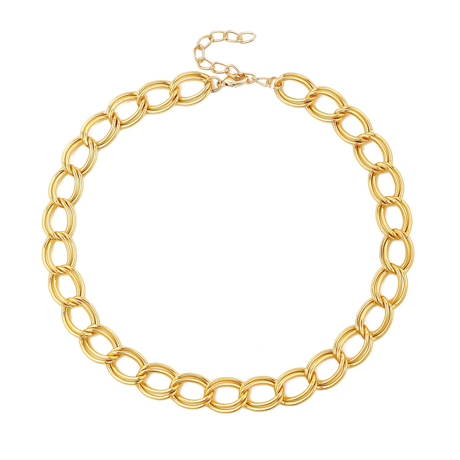 Fashion Simple Gold and Silver Two-Color Aluminum Chain Lock Retro Trendy Exaggerated Cross-Border Ins Necklace European and American Jewelry Fashion Simple Gold and Silver Two-Color Aluminum Chain Lock Retro Trendy Exaggerated Cross-Border Ins Necklace European and American Jewelry