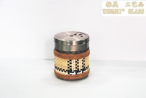 [wholesale] Wenmei rattan craft glass kitchen outdoor barbecue seasoning bottle