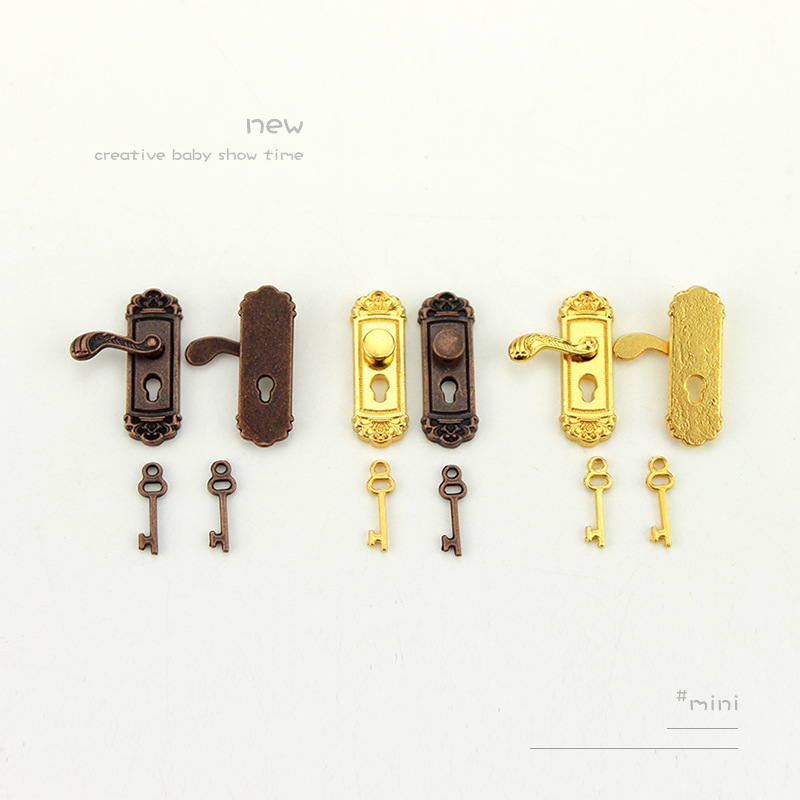1:12 Miniature Candy Toy Scene Model Ob11 Dollhouse Accessories Mini Decoration Retro Pattern Door Lock B166