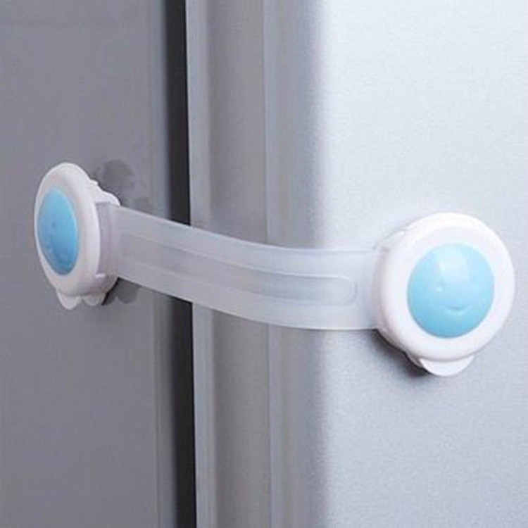 Lengthened Smiley Face Cabinet Door Refrigerator Drawer Lock Children Anti-Open Door Security Lock Baby Safety Lock Two Pieces