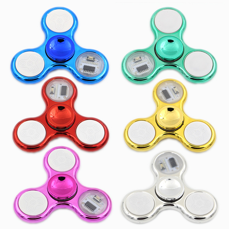New Electroplating Three-Leaf 18-Change 36-Change LED Flash Fingertip Gyro Flash Light-Emitting Hand Spinner Pressure Reduction Toy