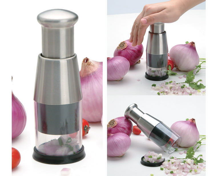 Stainless Steel Hand Pressure Chopper Pressing Cutter Kitchen Multi-Functional Ginger and Garlic Chopper Cut Onion Cutter Vegetable Cracker