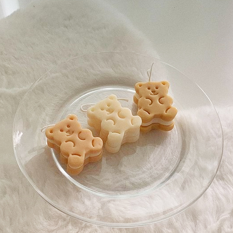 INS Style Bear Toast Bread Bear Sandwich Biscuit Aromatherapy Candle Mould Simulation Ornaments Cake Baking Silicone Mold