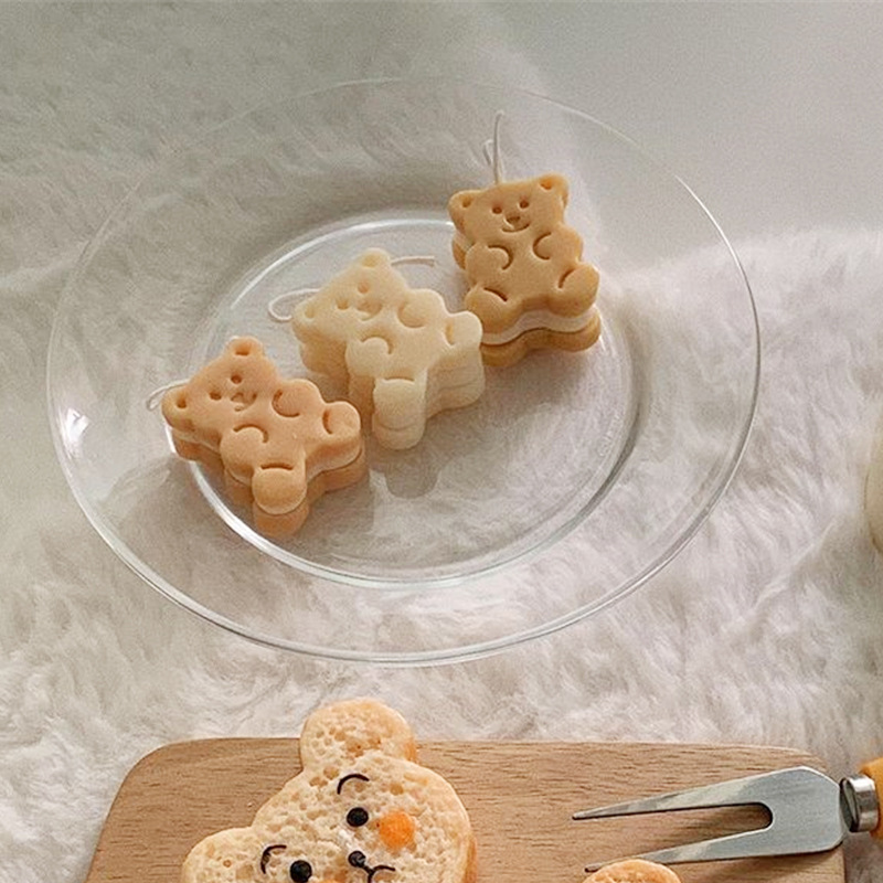 INS Style Bear Toast Bread Bear Sandwich Biscuit Aromatherapy Candle Mould Simulation Ornaments Cake Baking Silicone Mold